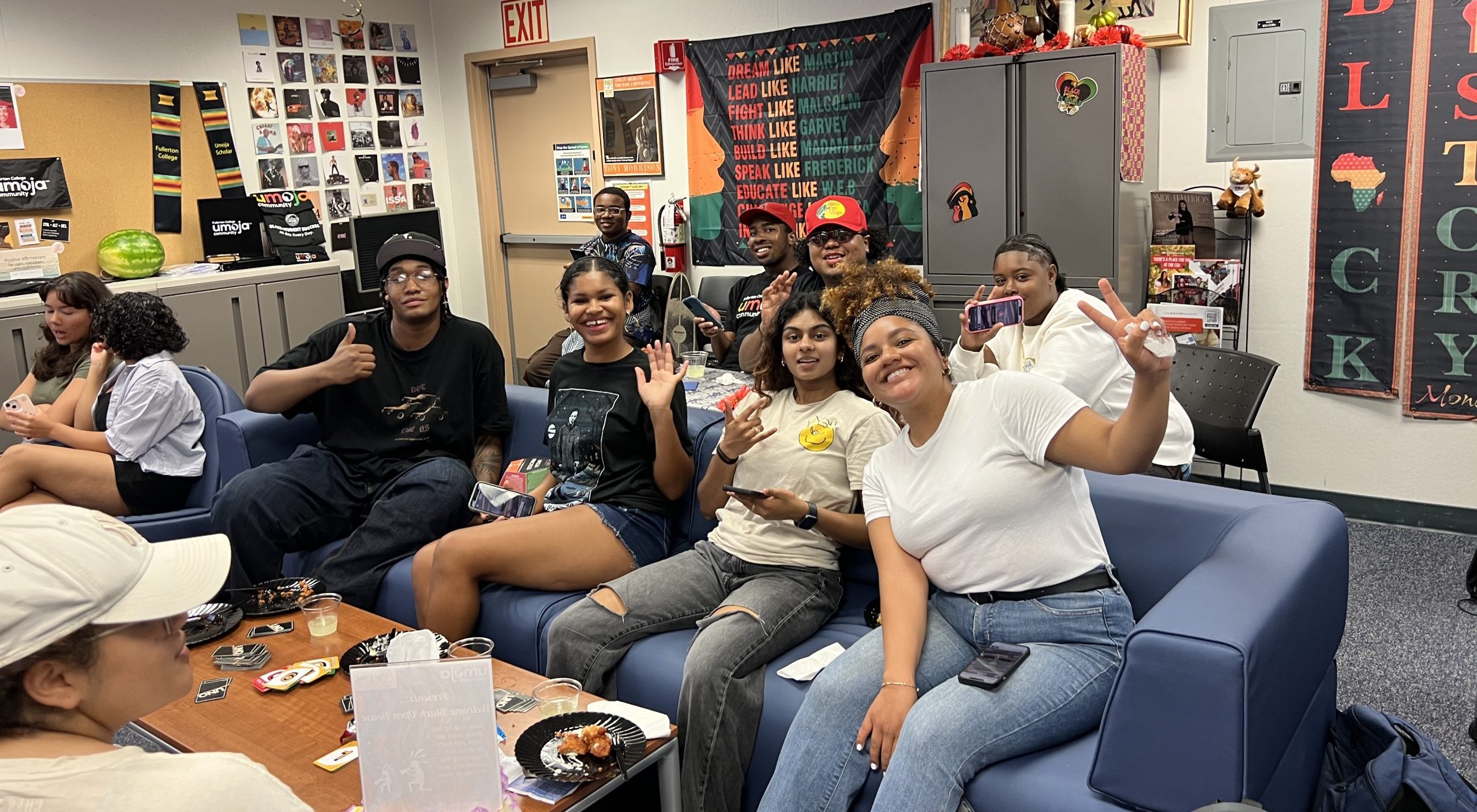 Students hanging out in Umoja Resource Center